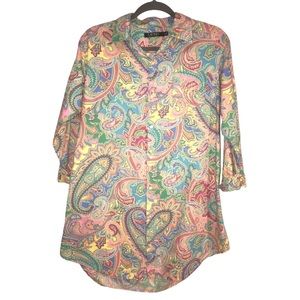 Ralph Lauren Paisley Pastels Shirt, Size Small